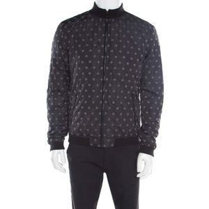 Dolce & Gabbana Black Polka Dot Embroidered Zip Front Bomber Jacket